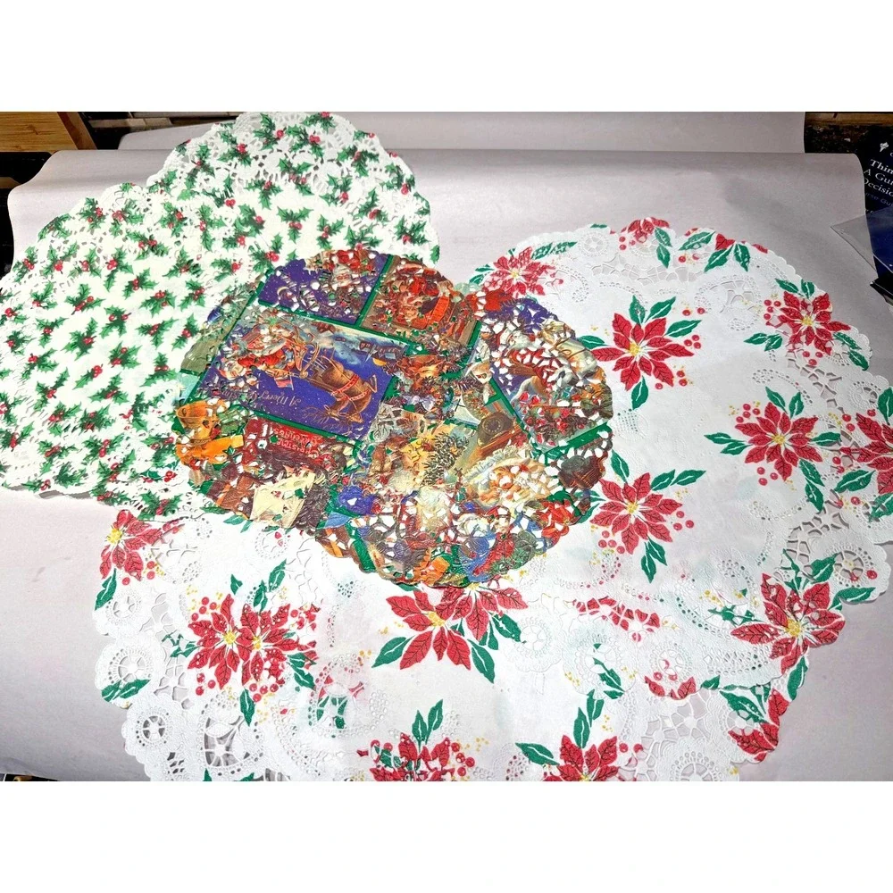 Vintage Holiday Doilies Lot Wilton Amscan Christmas Valentine Gold Foil Lace